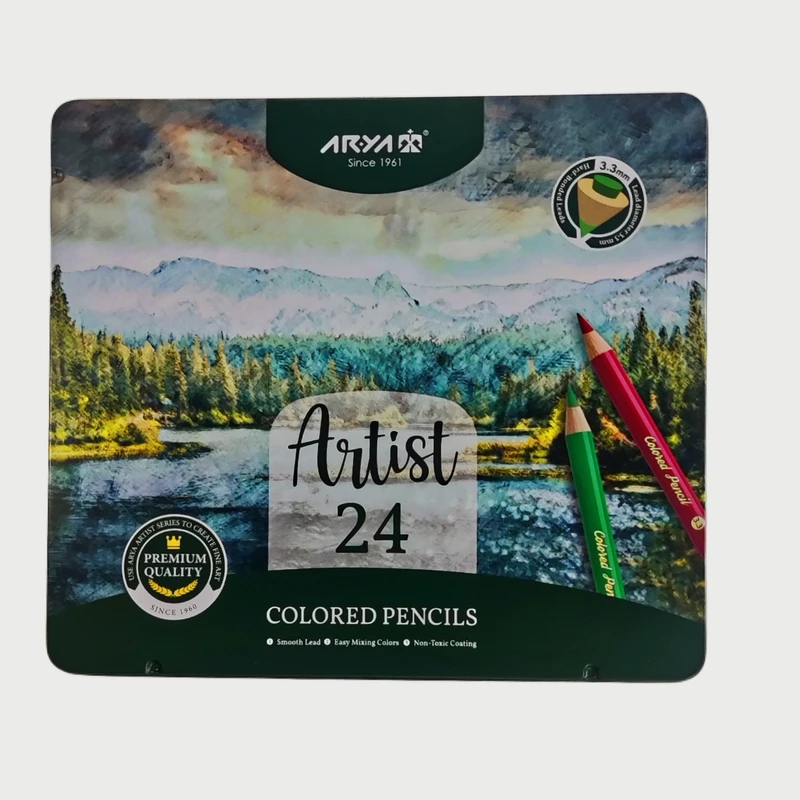 مداد رنگی 24 رنگ آریا مدل آرتیست با جعبه فلزی