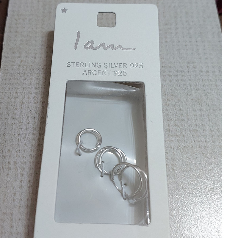 گوشواره نقره زنانه آی ام مدل حلقه ای مجموعه 6 عددی