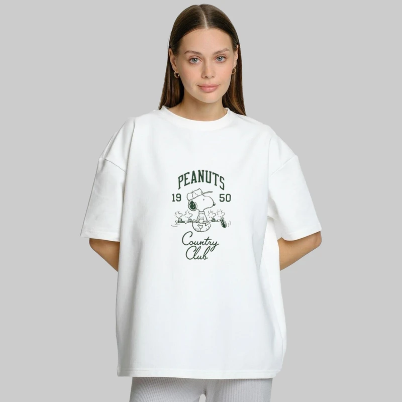 تی شرت آستین کوتاه زنانه پنبه طرح peanuts