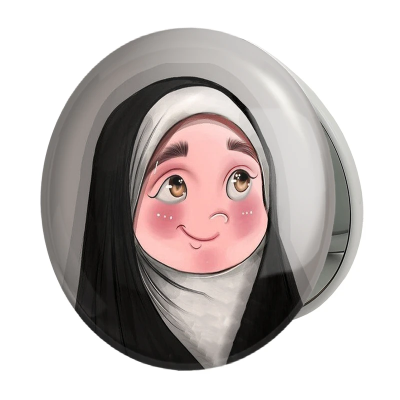 آینه جیبی خندالو طرح دخترانه باحجاب مدل تاشو کد 26011 