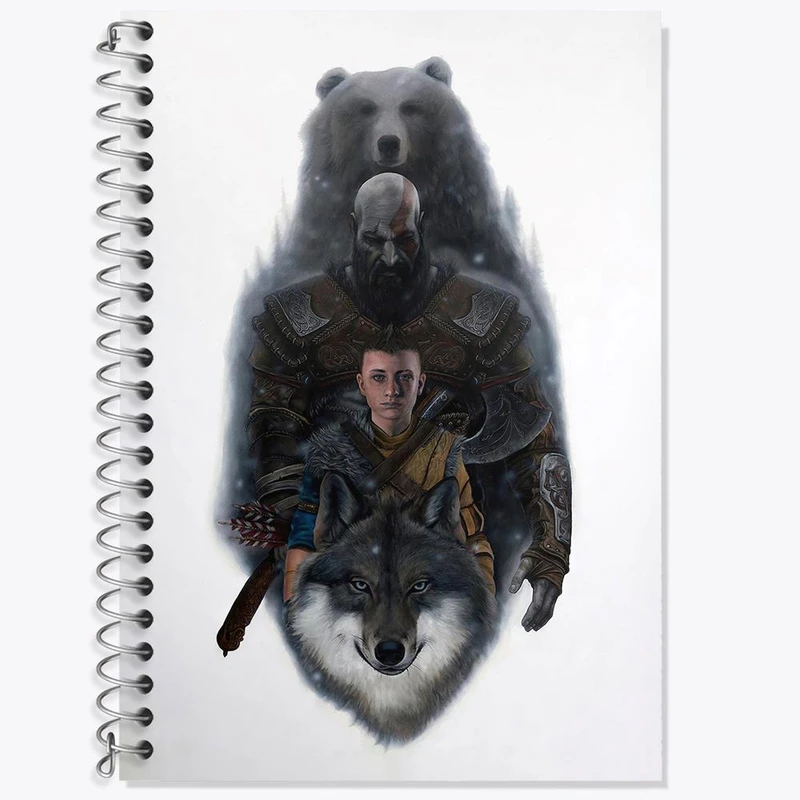 دفتر زبان 50 برگ خندالو مدل دو خط طرح کریتوس اتریوس و فنریر گاد آف وار کد 30403