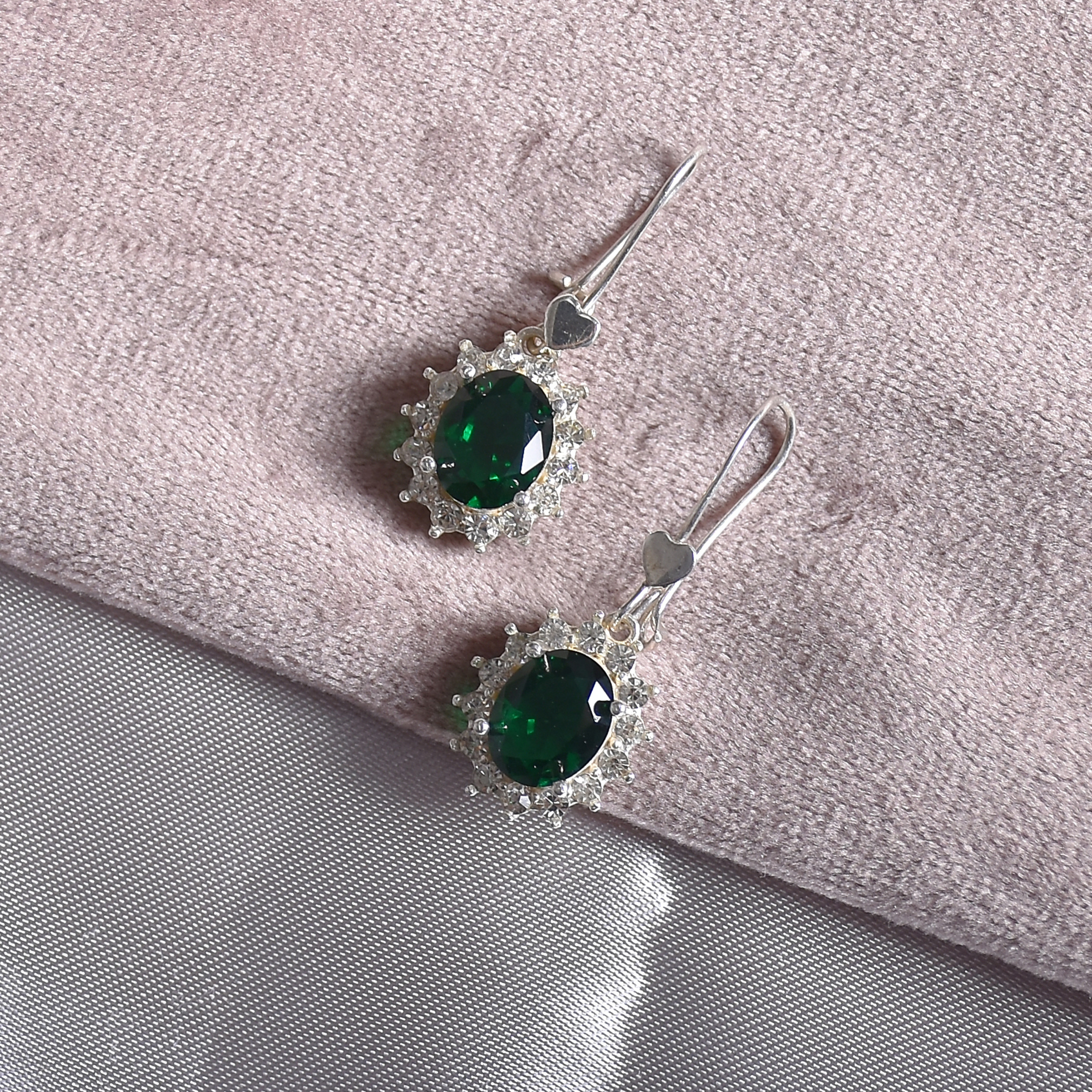 نیم ست نقره زنانه نقره جات لطفی مدل زمرد کد NNSH09