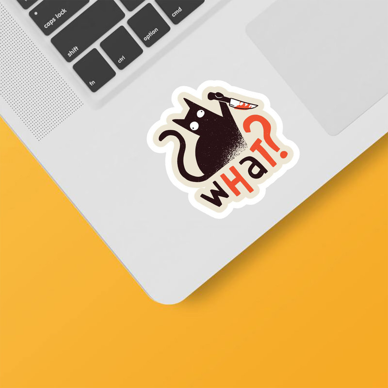 استیکر لپ تاپ و موبایل بووم طرح گربه قاتل مدل What کد MR32
