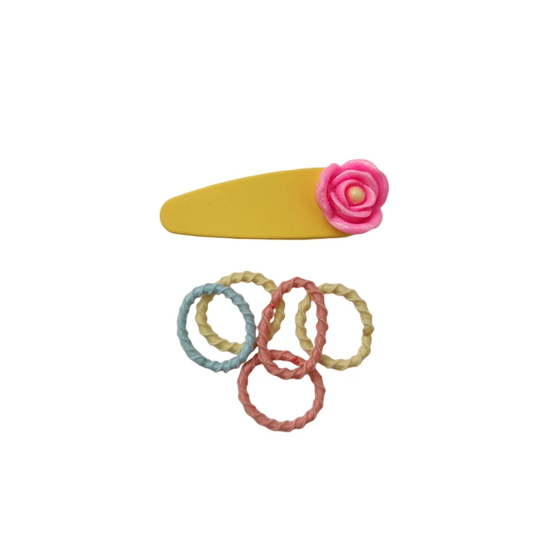 ست گیره و کش مو دخترانه مدل گل مجموعه 6 عددی