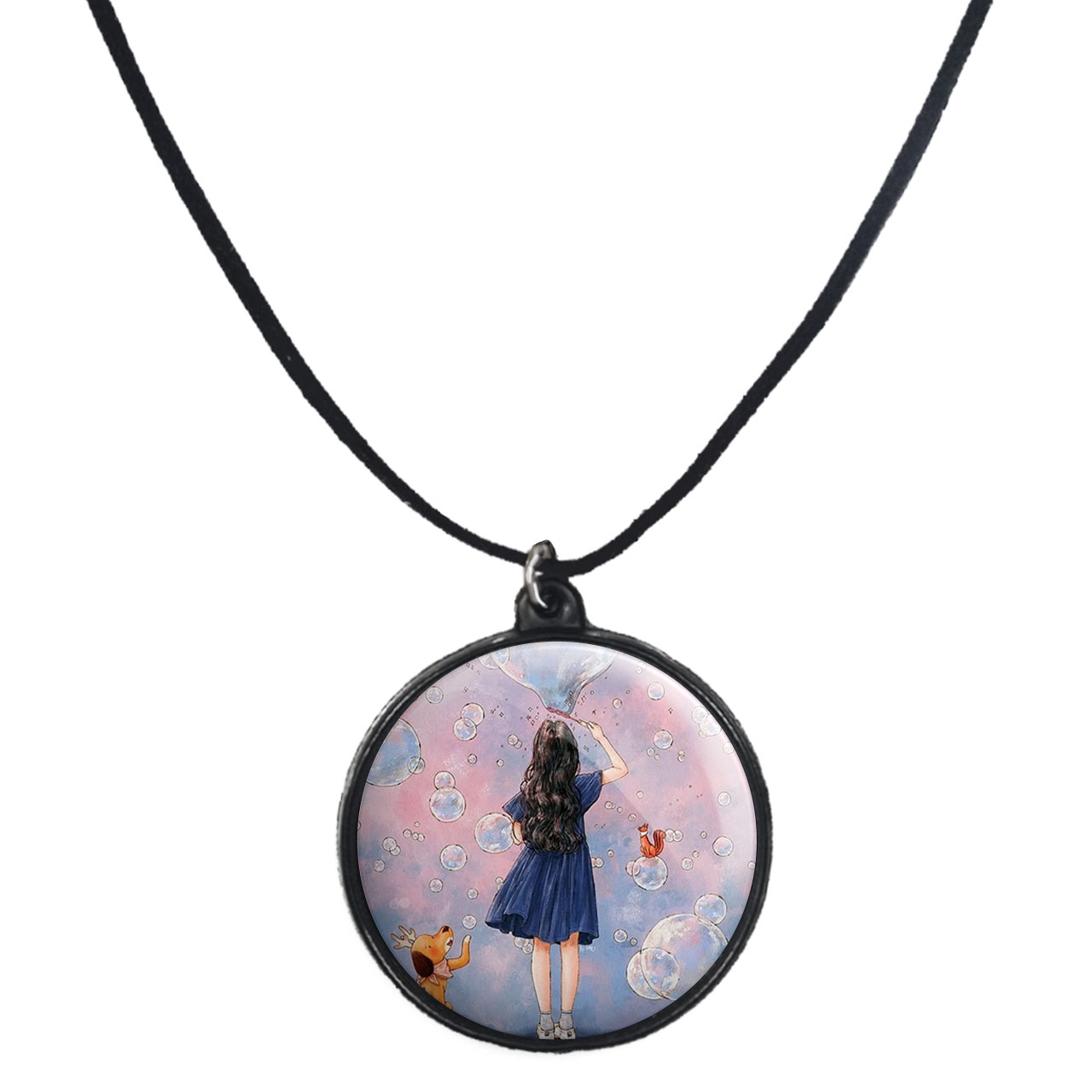 گردنبند پرمانه طرح دخترونه کد pmb.23418 مدل دو طرفه