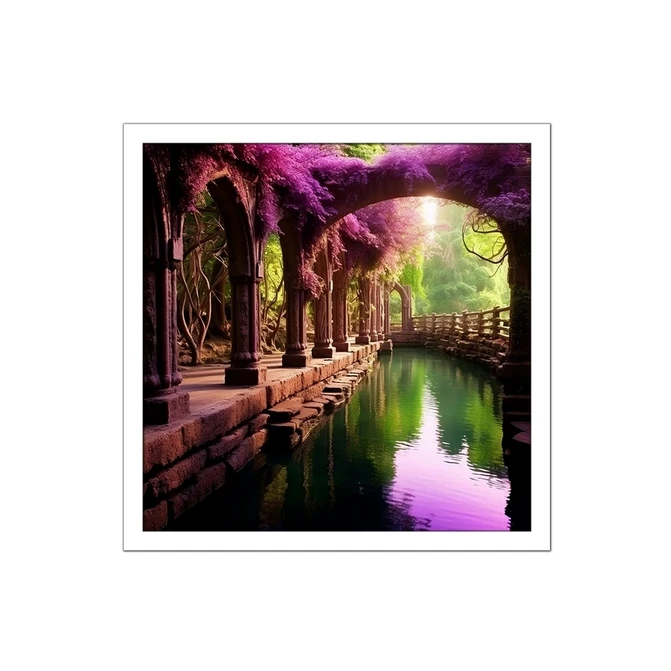 تابلو نوری بکلیت طرح منظره طبیعت و پل سنگی مدل W-MID-16211