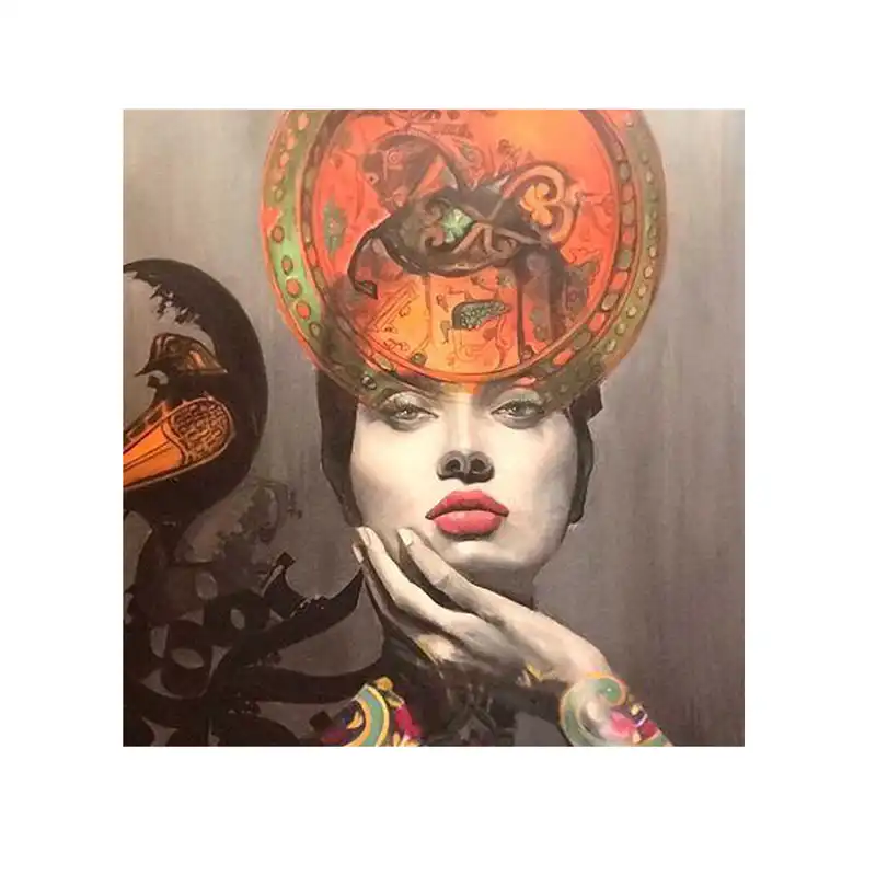 تابلو نقاشی رنگ روغن مدل پرتره و کالیگرافی کد Nh-cp-01