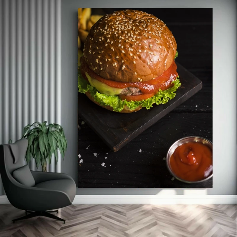 پوستر دیواری طرح همبرگر با چاشنی سس کد BK23213