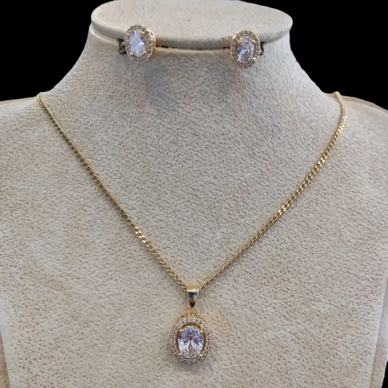 نیم ست زنانه مدل سنگ درشت دور نگین کد -YSX06