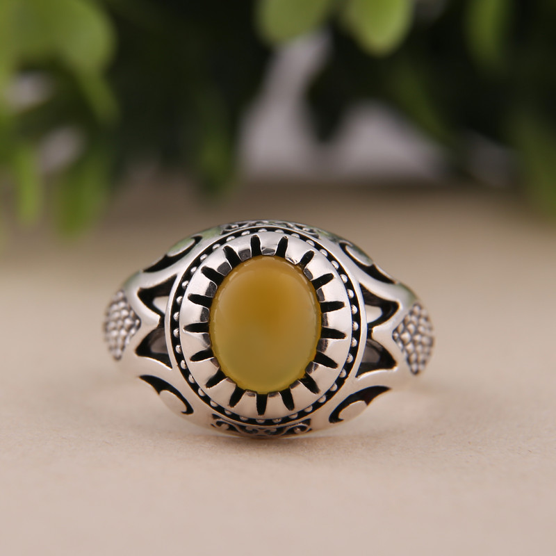 انگشتر نقره مردانه مدل عقیق کد MR0051