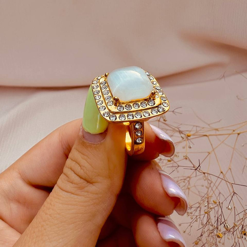 انگشتر زنانه مدل مربع نگین کد kr انگشتر زنانه مدل مربع نگین کد kr