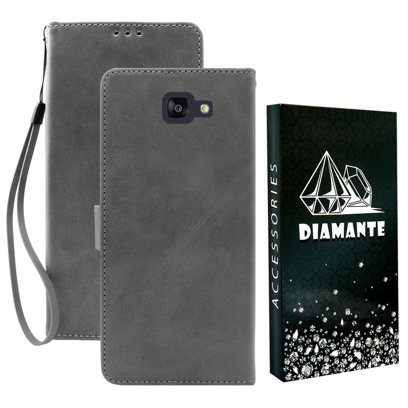 کیف کلاسوری دیامانته مدل Gray BK مناسب برای گوشی موبایل سامسونگ Galaxy A510 / A5 2016 به همراه بندآویز