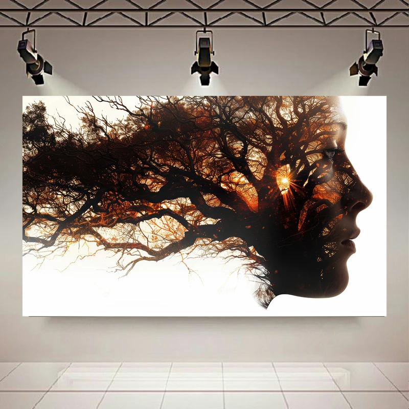  تابلو بوم طرح مخمل دختر و غروب کد AR303881