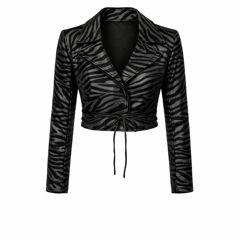 کت چرم زنانه مدل راه راه 