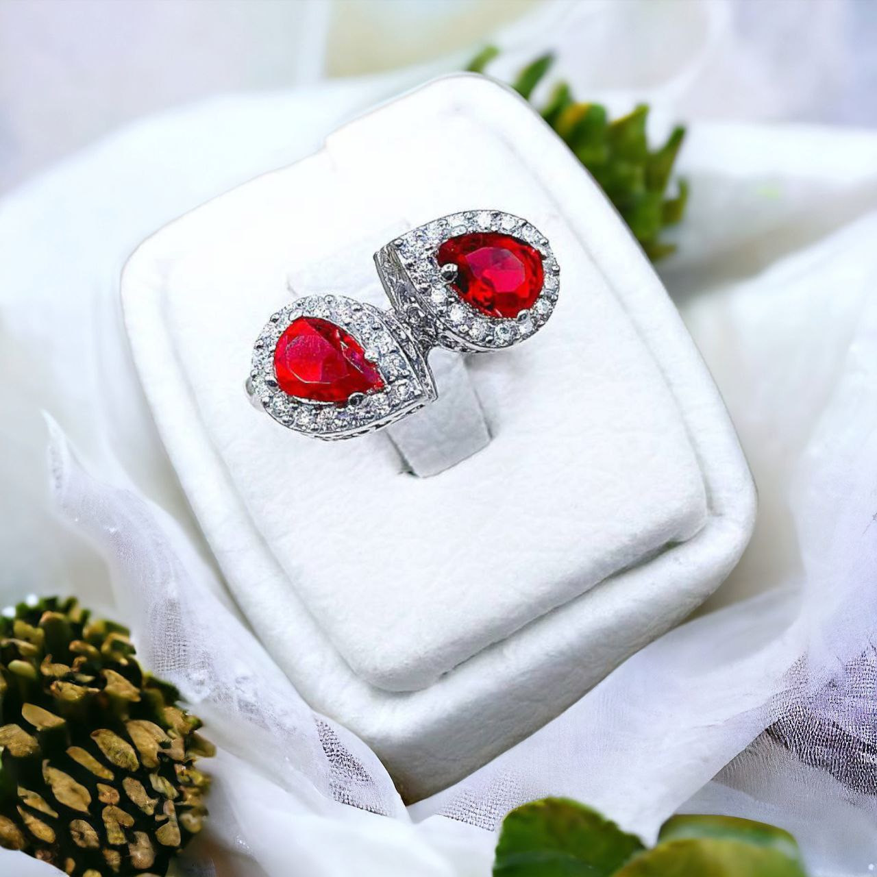 انگشتر نقره زنانه مدل یاقوت دولاین RZZDEH-0143