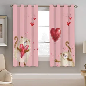 پرده نیروانا طرح قلب و گربه  مدل مخمل کد 4934 سایز 140×200 سانتی متر