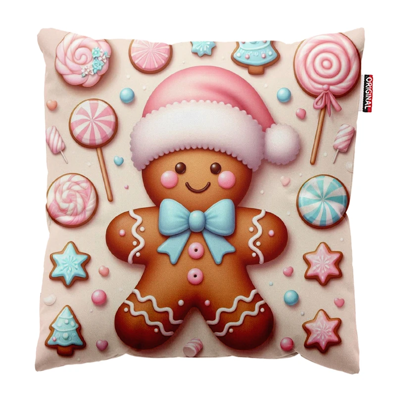 کوسن پاد آفرین مدل کریسمس طرح کوکی بیسکویتی کد PK402759 سایز 40*40 سانتی متر