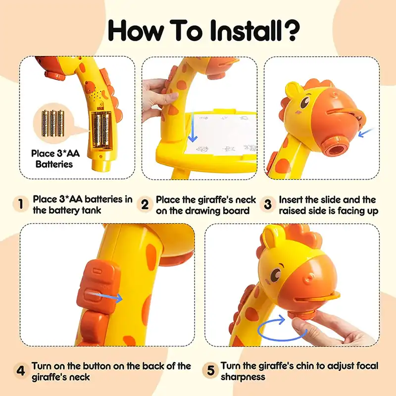 بازی آموزشی مدل میز نقاشی پروژکتوردار طرح زرافه کد 222-6