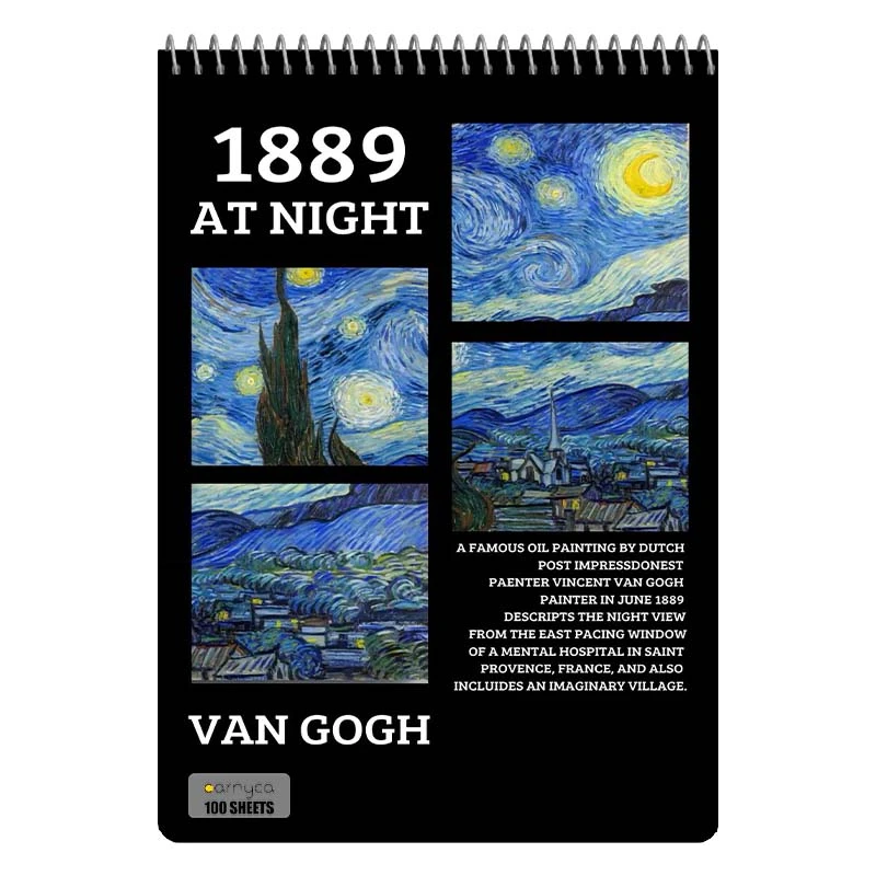 دفتر شطرنجی 100 برگ کارنیکا طرح شب پرستاره فانتزی ون گوگ Fantasy Starry Night Van Gogh کد 20478