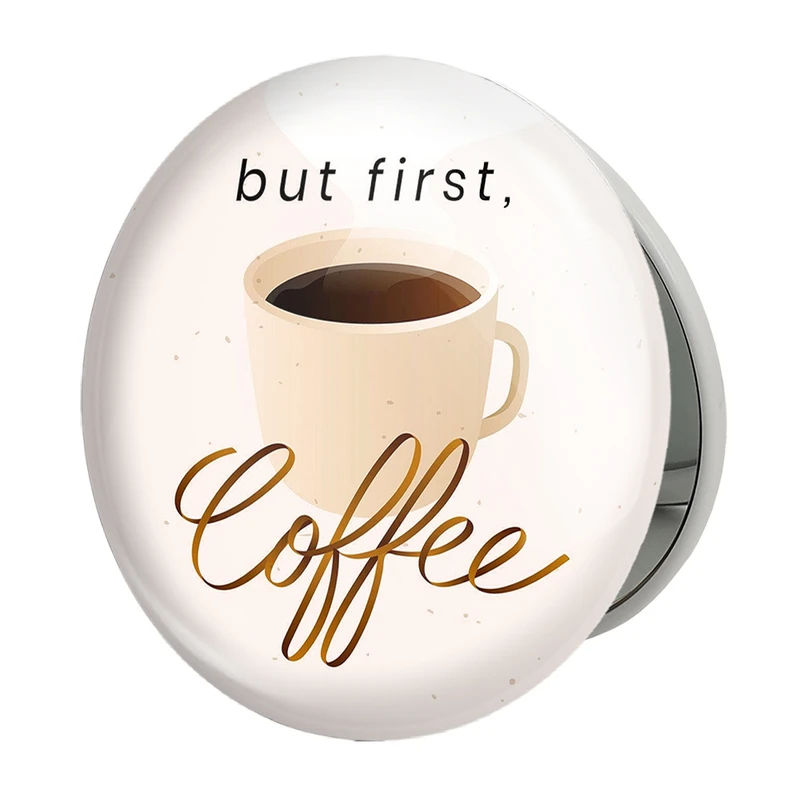 آینه جیبی خندالو طرح کافی شاپ قهوه مدل تاشو کد 27538 