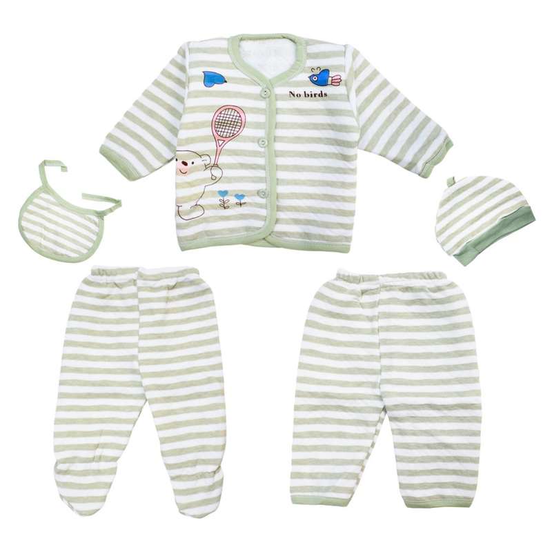 ست 5 تکه لباس نوزادی مدل AF-G رنگ سبز