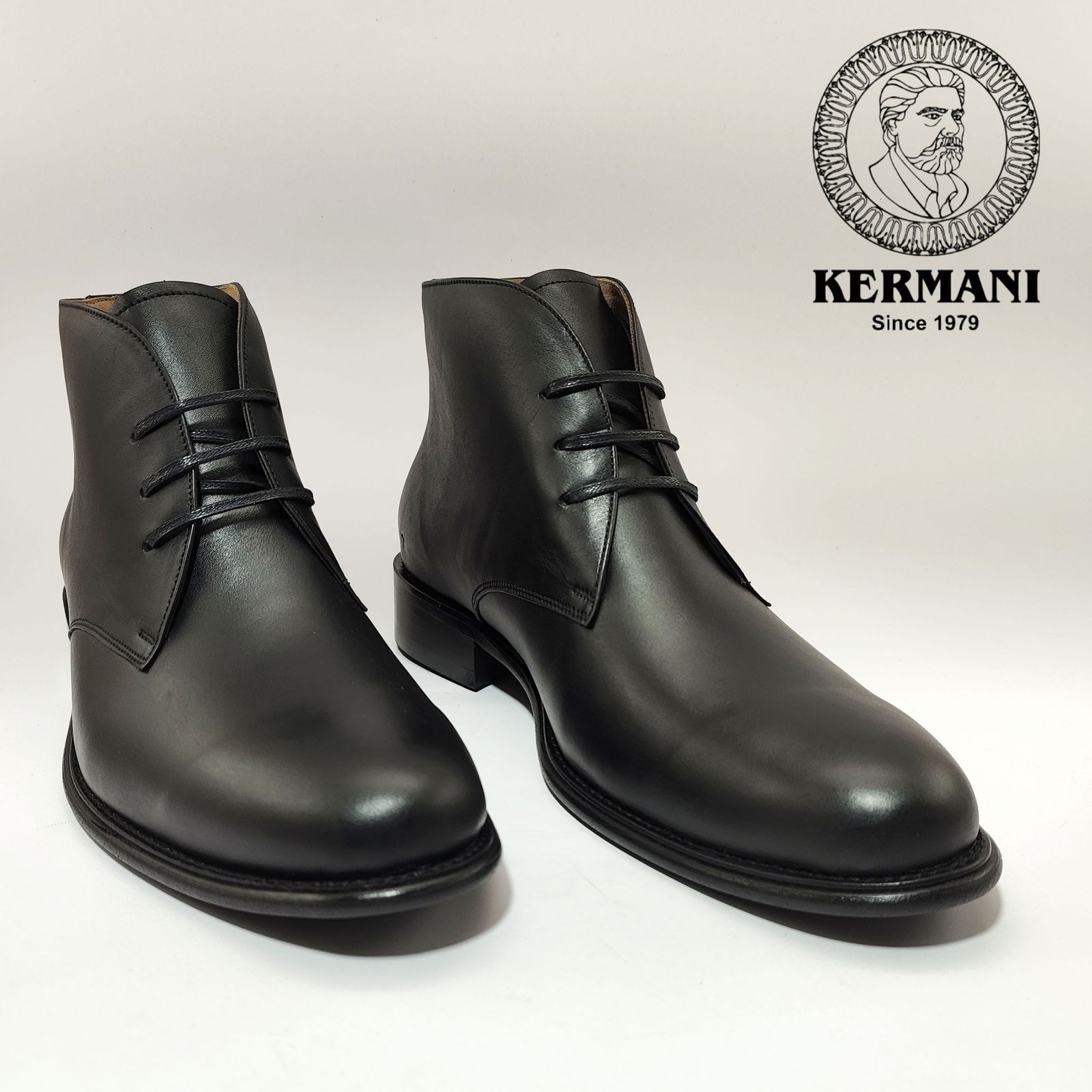 نیم بوت مردانه کرمانی مدل چرم دستدوز طبیعی کد 656 رنگ مشکی -  - 6