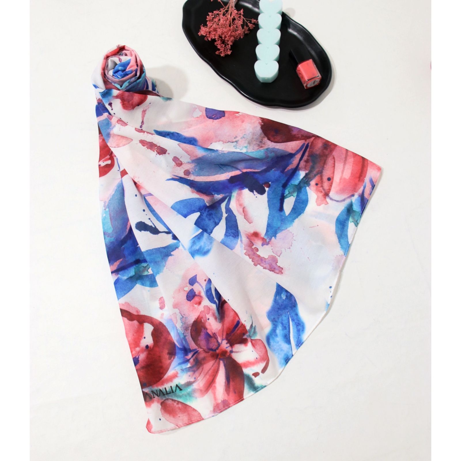 شال زنانه مدل نخی مزونی طرح بهار کد 2355 - - 5