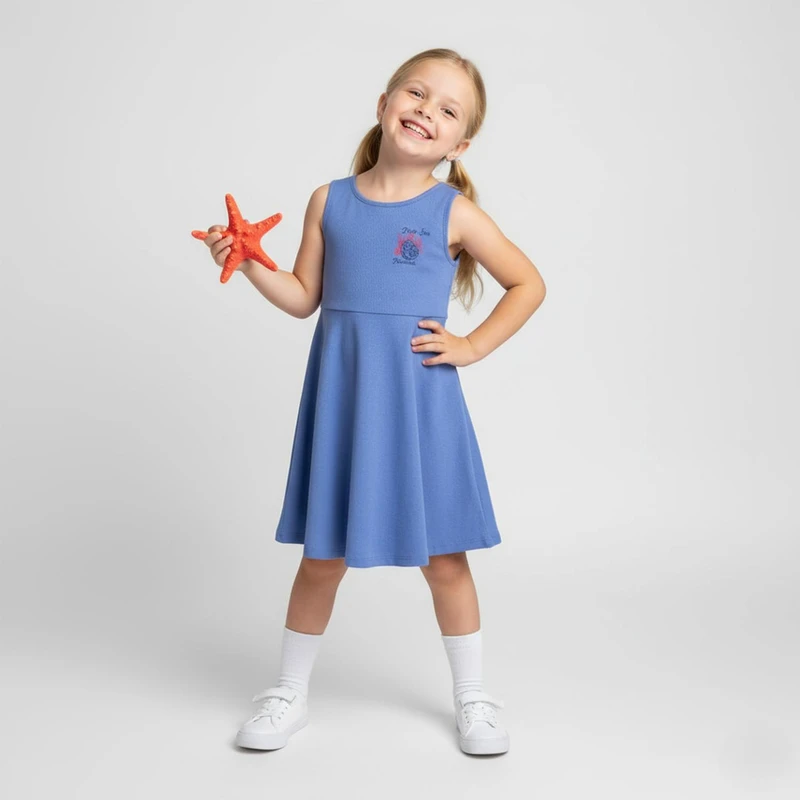 پیراهن بدون آستین یقه گرد دخترانه الایو مدل 6285