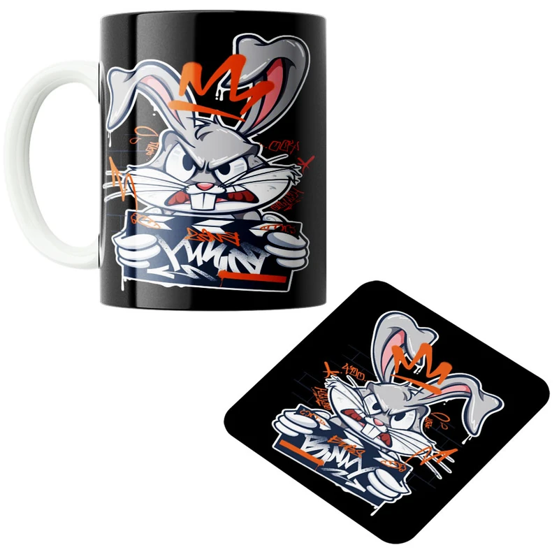 ماگ پاد آفرین مدل خرگوش کد 605 به همراه زیر لیوانی 