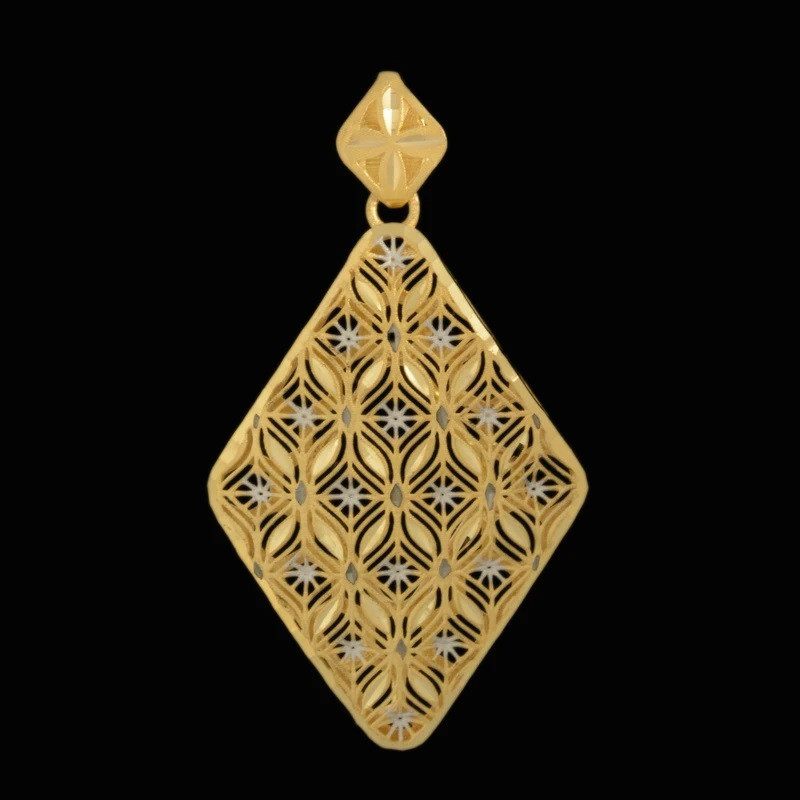 آویز گردنبند طلا 18 عیار زنانه وی وی گلد گالری مدل لوزی تراش دار کد 6605