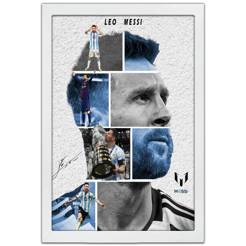 تابلو بکلیت طرح لیونل مسی مدل W-po1646 فریم سفید