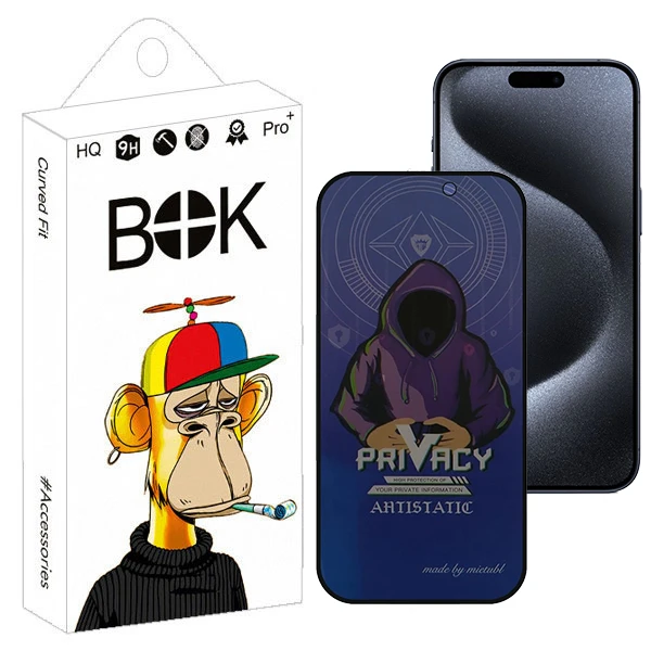 محافظ صفحه نمایش حریم شخصی بوک مدل Antistatic View مناسب برای گوشی موبایل اپل iPhone 15 pro max 