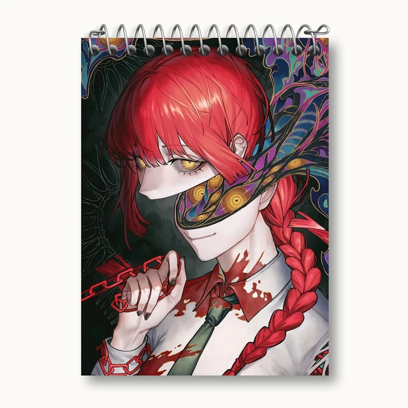 دفتر یادداشت 50 برگ خندالو مدل ماکیما انیمه مرد اره ای Chainsaw Man کد 17865