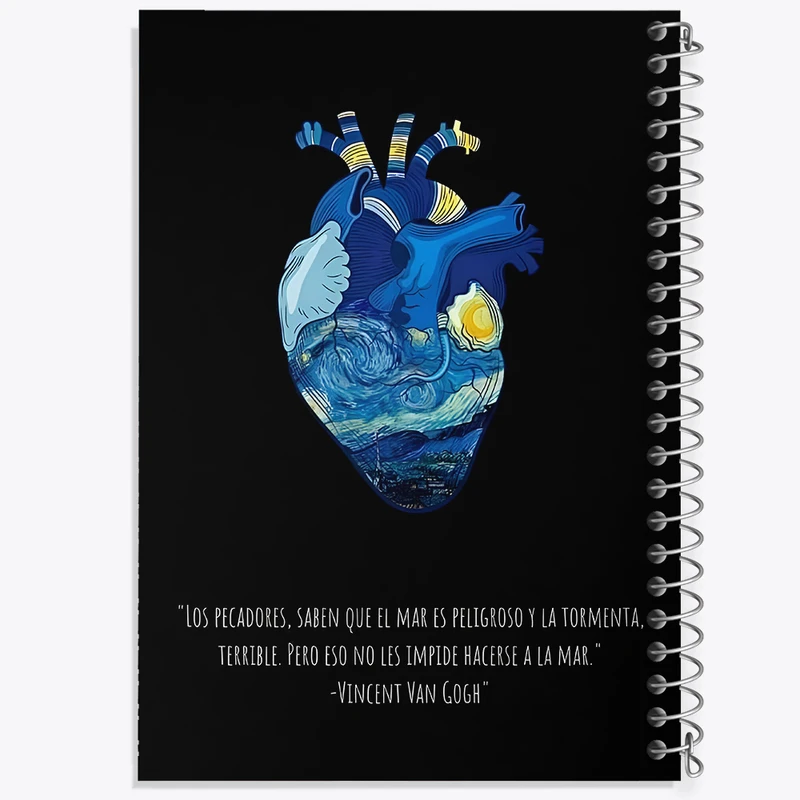 دفتر شطرنجی 50 برگ خندالو طرح قلب ونسان ونگوگ کد N4164