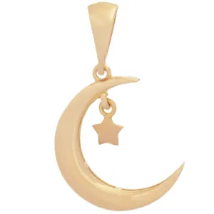 آویز گردنبند طلا 18 عیار زنانه طلای مستجابی مدل ماه و ستاره کد 6905