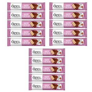 ویفر روکش دار کاکائویی با طعم توت فرنگی اوزل ـ 35 گرم بسته 15 عددی