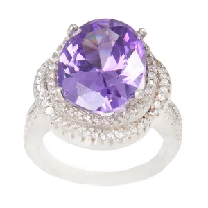 انگشتر نقره زنانه بازرگانی میلادی مدل سنگ آمیتیست کد AWR_749