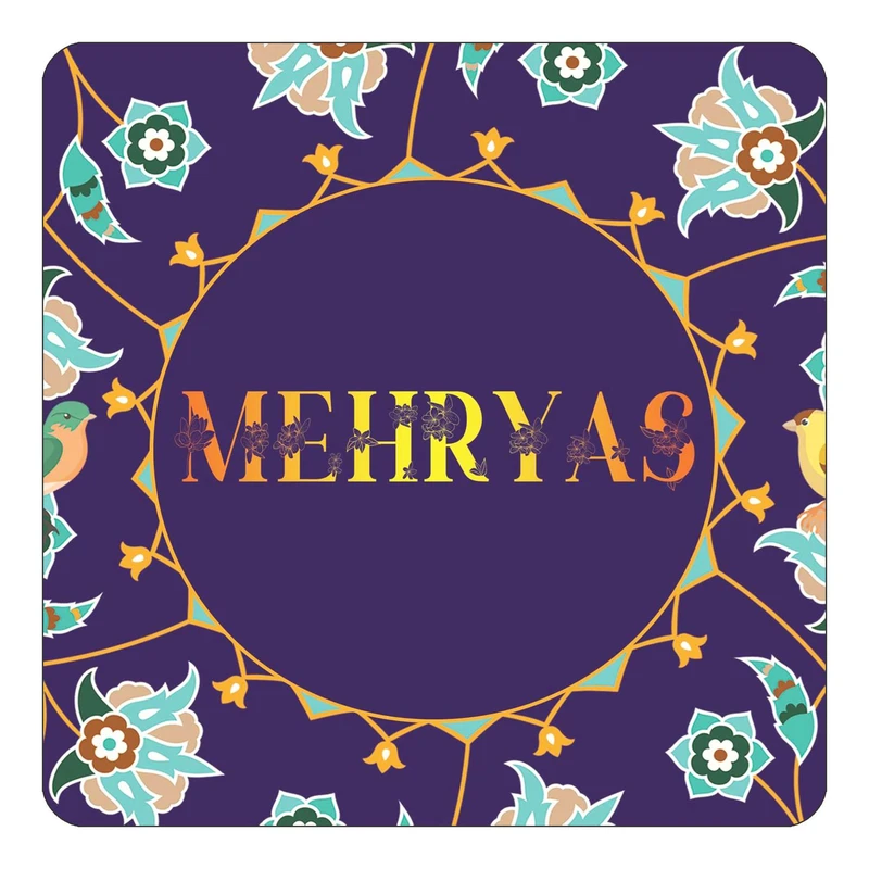 مگنت کاکتی طرح اسم مهریاس mehryas مدل گل و بلبل کد mg15397