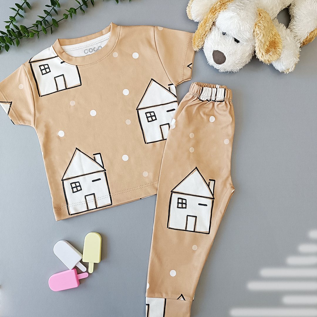 ست تی شرت و شلوار بچگانه طرح خونه