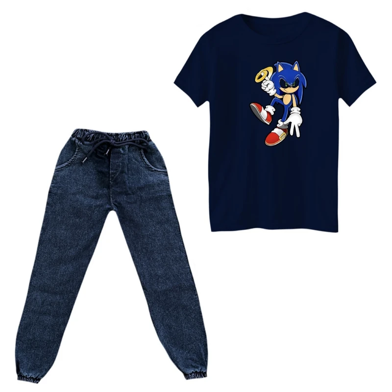 ست تی‌شرت و شلوار پسرانه مدل سونیک کد 03