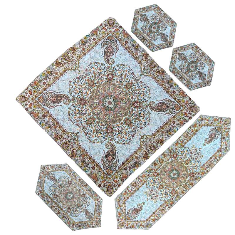 ست 5 تکه رومیزی ترمه طرح افشار 