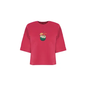 تی شرت آستین کوتاه زنانه بنیس مدل کوکو رنگ سرخابی