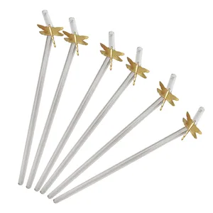 نی شربت خوری مدل سنجاقک مجموعه 6 عددی