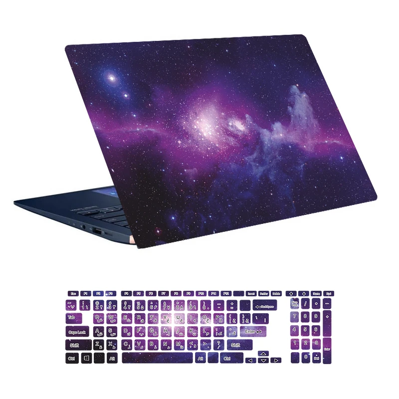استیکر لپ تاپ توییجین و موییجین طرح Space کد 45 مناسب برای لپ تاپ 15.6 اینچ به همراه برچسب حروف فارسی کیبورد