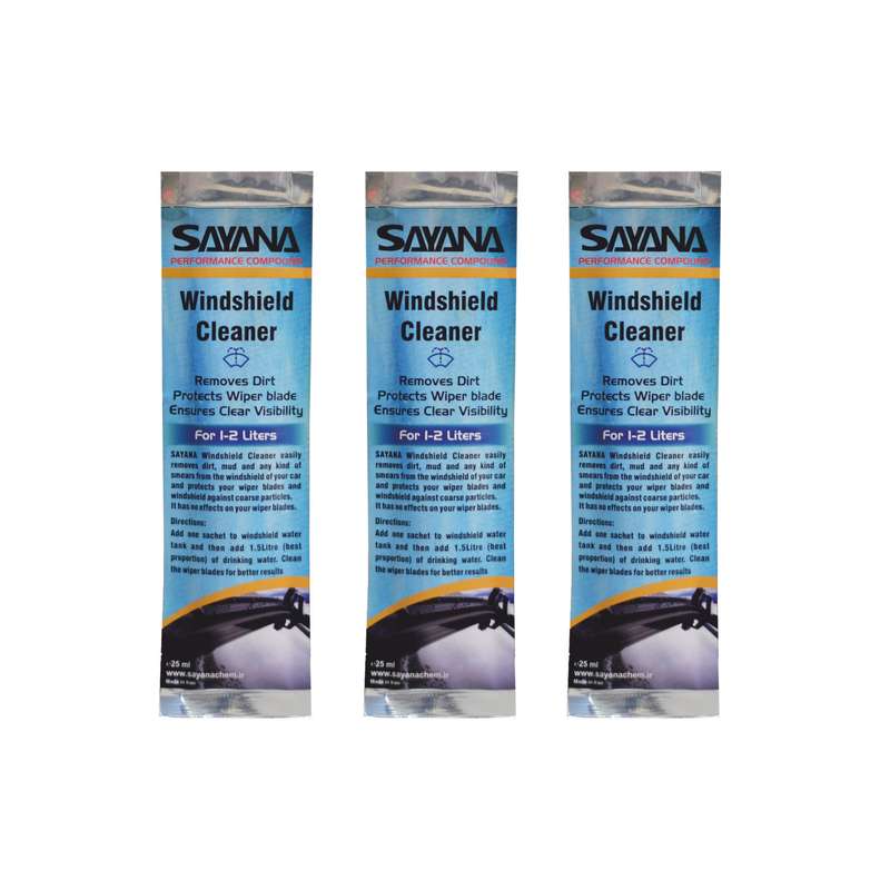 محلول شیشه شوی خودرو سایانا مدل WindShield Cleaner حجم 25 میلی لیتر بسته 3 عددی