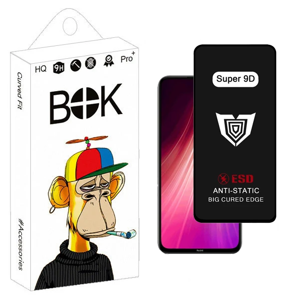 محافظ صفحه نمایش بوک مدل Super 9D Touch مناسب برای گوشی موبایل شیائومی Redmi note 8