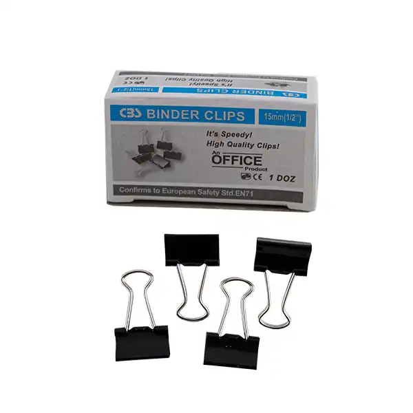 گیره کاغذ سی بی اس مدل سایز 15 میلی متر بسته 12 عددی