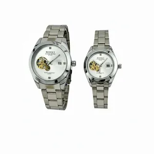 ست ساعت مچی عقربه‌ای اتوماتیک زنانه و مردانه مدل استیل کد AL-22