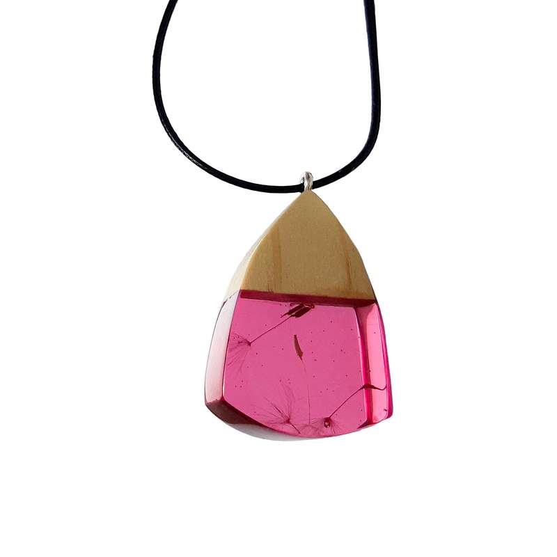 گردنبند دخترانه مدل چوب و رزین قاصدک