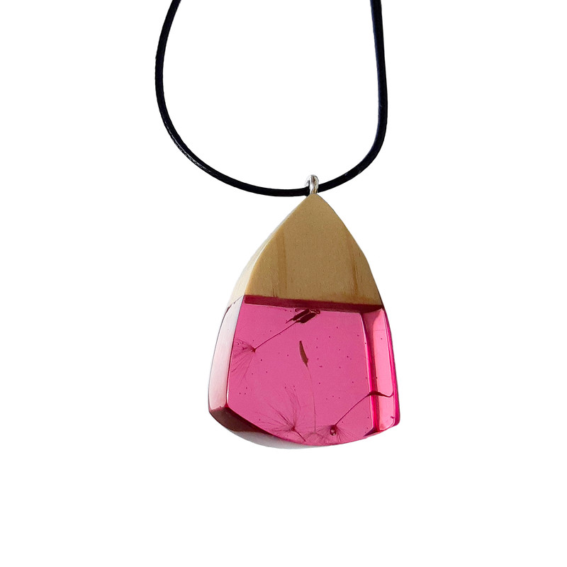 گردنبند دخترانه مدل چوب و رزین قاصدک